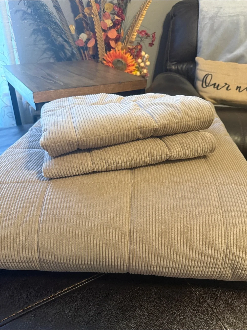 Lucky Brand Neutral Taupe Quilted Comforter and Pillow Shams.